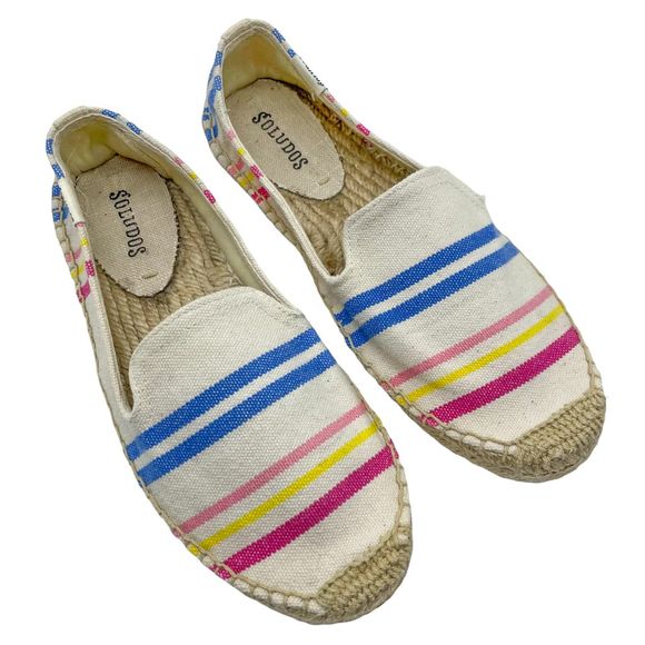 Soludos Smoking Slipper Candy Stripe Espadrille Flat - Picture 4 of 11